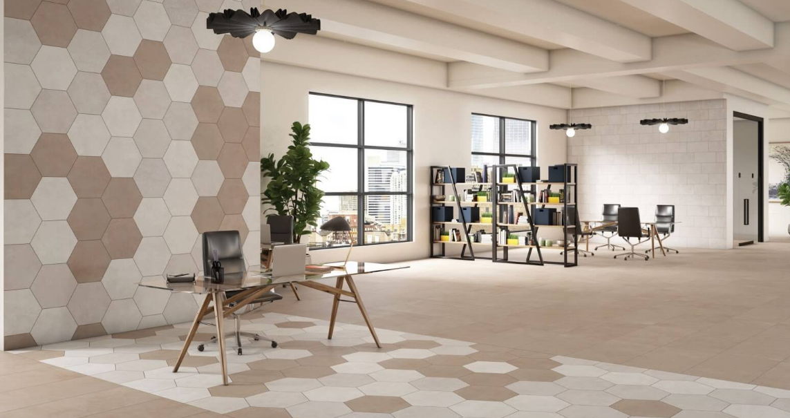 Neutral flooring and ceramic tile textures